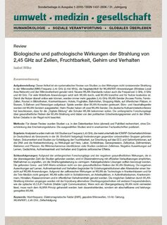 Dokumentation: Biologische und pathologische Wirkungen der Strahlung von 2,45 GHz ... Sonderbeilage umg 1-2018, Wilke (32S. A4)